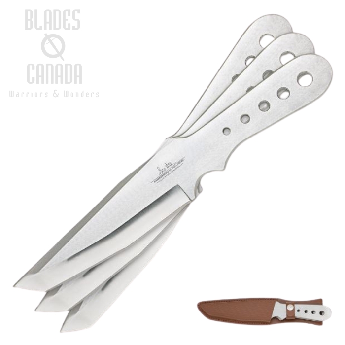 Gil Hibben Large Triple Tanto Throwing Knife Set, Leather Sheath, GH5003